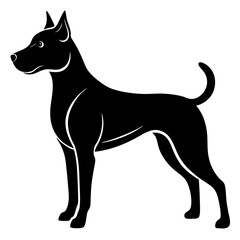 Black dog silhouette vector isolated on white background.