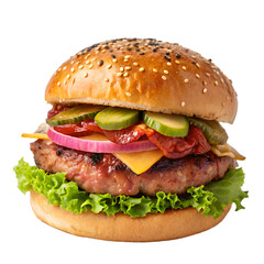 Perfect hamburger classic burger American cheeseburger isolated hamburger.