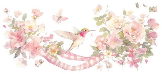 PNG Humminbird in center art illustration watercolor.