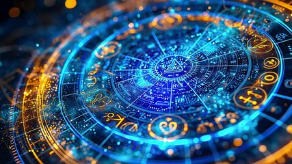 Horoscope circle with zodiac signs on abstract background - Powered by Adobe