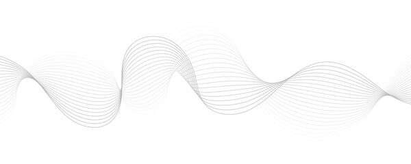 Gray wave curve lines abstract background with flowing particles. Digital energy waves technology concept. Modern backdrop design for business, presentation, banner.