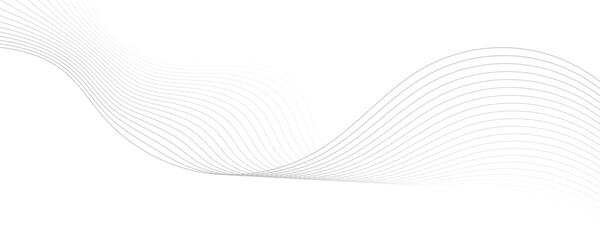 Fototapeta premium Gray wave curve lines abstract background with flowing particles. Digital energy waves technology concept. Modern backdrop design for business, presentation, banner.