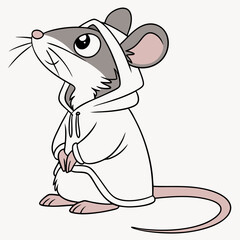 rat in a hoodie on white background