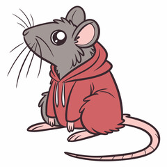 rat in a hoodie on white background