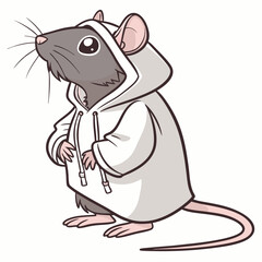 rat in a hoodie on white background