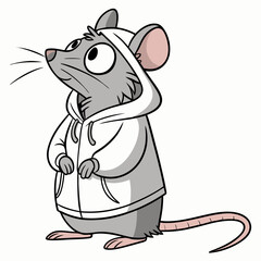 rat in a hoodie on white background
