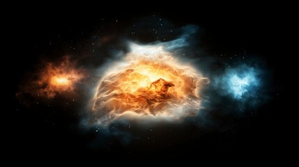 Obraz premium Stunning Celestial Objects in Vibrant 2D Artwork Depicting Cosmic Phenomena and Mysterious Matter in a Captivating Space Environment