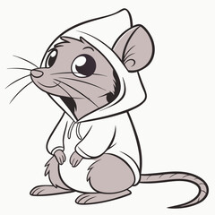 rat in a hoodie on white background