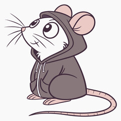 rat in a hoodie on white background