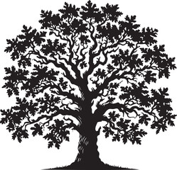 Oak tree silhouette