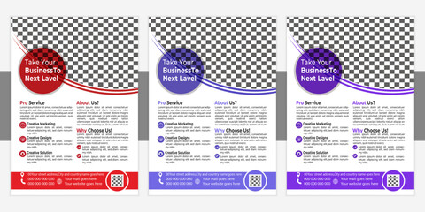 Obraz premium Flyer Design-A bundle of 3 templates of different colors a4 flyer template, abstract business flyer and creative design, publication, cover page.