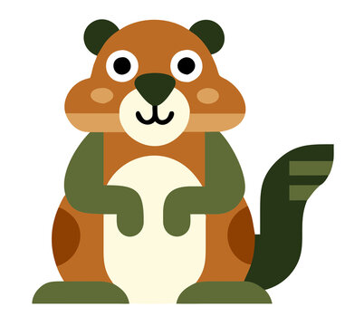 Brown Groundhog Cartoon Vector Illustration