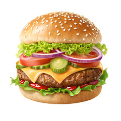 Perfect hamburger classic burger American cheeseburger isolated hamburger.