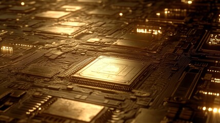 Abstract Microchip Designs with Glowing Tech Surface