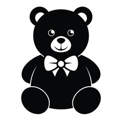 Silhouette Teddy Bear Bow Clipart Image