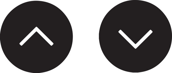 Fototapeta premium Play button icon. Right arrow vector icon in black circle arrow up, black circle arrow down