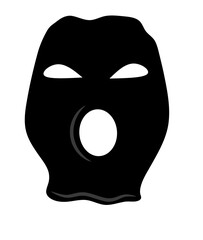 Vector isolated balaclava thief hat or mask with holes for eyes and mouth colorless black and white line silhouette shadow,isolated white background design element