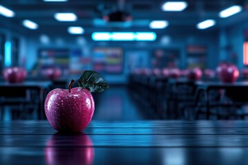 Back-to-school sale, bright and happy illustration of a classroom, with sale items featured, youthful and vibrant images promoting education, student supplies, school equipment, and educational