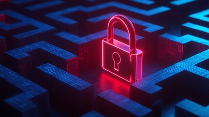 Digital Security Concept with Red and Blue Lighting