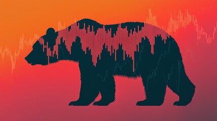Stylized bear silhouette with vibrant background and graph design.