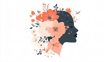 Human Head with Beautiful Mind - Mental Health Psychology Concept