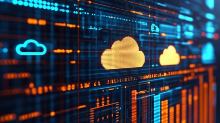 Dynamic Cloud Technology Infographic with Soft Glow