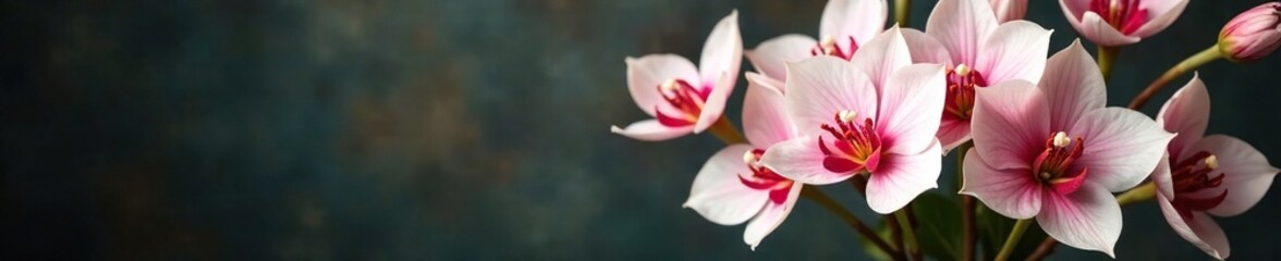 Exotic white and pinkish-red flowers in a vase, decorative accents, exotic blooms