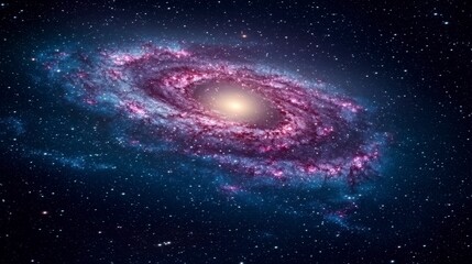 Stunning Spiral Galaxy in Deep Space with Bright Core and Vibrant Colors Against a Backdrop of Stars and Cosmic Dust