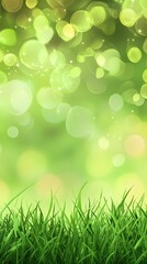 Obraz premium Green Grass Blades Against A Bright Bokeh Background