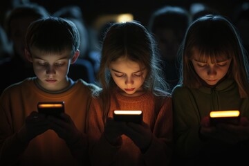 Kids engage with smartphones during Safer Internet Day event promoting online safety in the digital landscape