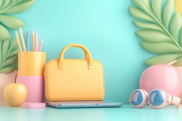 Explore back-to-school tech deals with our brightly colored sale booth featuring laptops and gadgets for students Discover the latest in modern education with our tech-savvy aesthetic, perfect for