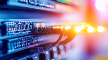 High Contrast Data Center Equipment Blueprint Overlay