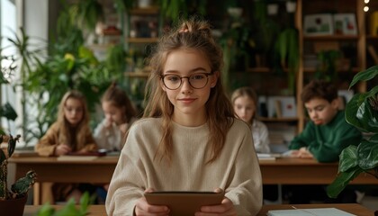 Explore the power of collaborative learning with this image of a teacher facilitating teamwork among diverse students, creating a harmonious and productive learning environment This scene showcases