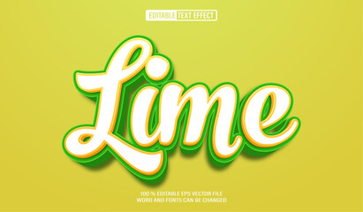 Editable 3d text style effect - Lime fruit text effect Template