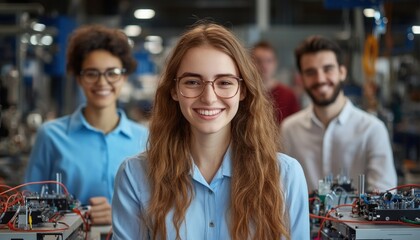 Inspiring images showcasing diverse students collaborating on a STEM project, highlighting education and curiosity within a dynamic and collaborative learning environment Explore these educational