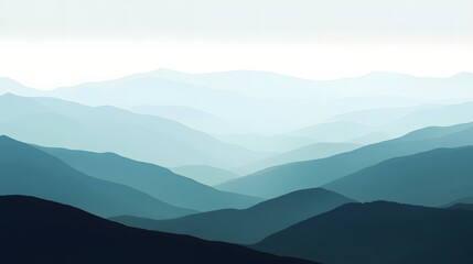 Obraz premium Serene Layers Of Blue Mountains Under A Pale Sky