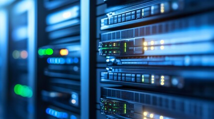 Industrial Server Room with Dim LED Lights