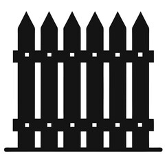 Black Silhouette Wooden Fence Vertical EPS