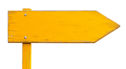 blank rustic yellow wooden signpost guide board, street sign board, cutout png