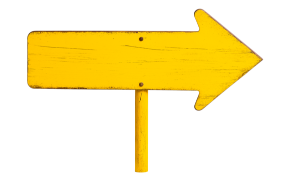 yellow wooden signpost guide board, arrow shaped street sign board, cutout png - Powered by Adobe