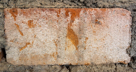 Single Red Brick Isolated on White Background