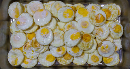 Top View of Stacked Fried Eggs