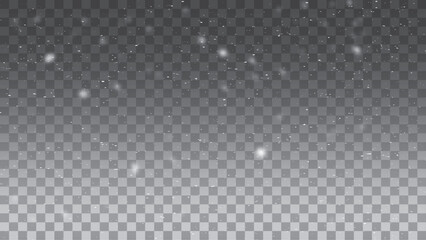 Christmas snow falling snowflakes on dark background vector. Vector snowfall snowflakes elements background.