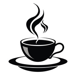 Silhouette Teacup Steam, Saucer, Hot Drink