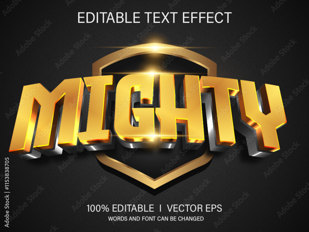 Aufkleber mighty vector text effect with modern style design