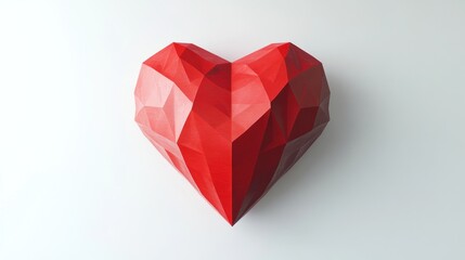 Red polygonal heart on white background.