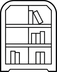  bookcase icon line art vector