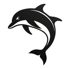 Jumping Dolphin Silhouette, Minimalist Black Art