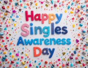Happy Singles Awareness Day colorful celebration