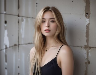Fototapeta premium Beautiful Blonde Woman Portrait Stylish Fashion Casual